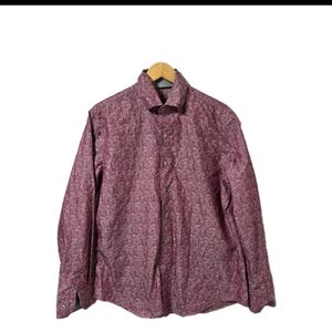 MENS TASSO ELBA PAISLEY PRINT LOING SLEEVE BUTTON UP SHIRT SIZE M 15-15 1/2